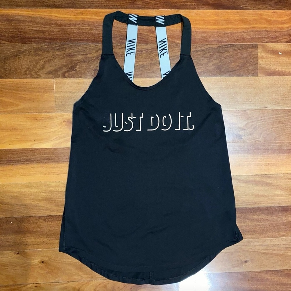 Nike Dri-fit Women's Black Sleeveless Tank Top Size Small “Just Do It” EUC